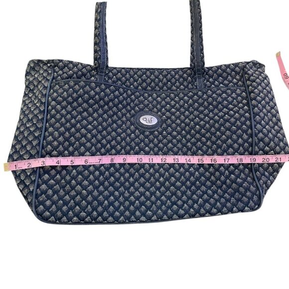 Diane Von Furstenberg Blue Diamond Pattern Travel Bag Tote - Picture 8 of 11